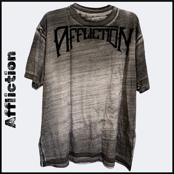 AFFLICTION American Customs Snake & Skull Black Velvet Print Gray Shirt Men 2X - Picture 2 of 5
